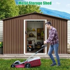 10X12 FT Outdoor Storage Shed, Galvanized Steel Storage Shed, Steel Sliding Doors, Weather Resistant, Garden Tool Shed With Lockable Door -The Range Shop GUEST a67628f7 6edc 4435 b541 73c56110bbe6