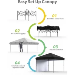 10x10 Pop Up Canopy Tent Outdoor Canopy With 1 Removable Sidewall, Commercial Instant Tent Shelter