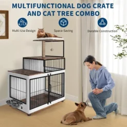 Dog Crate Furniture With Stairs, Wooden Dog Kennel Indoor With Double Doors, Cat Tree -The Range Shop GUEST a813a94b c894 4c65 8b8a ceaab7f9caab