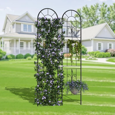 Metal Garden Trellis 55x12 Inch, Wrought Iron Garden Fence, Decorative Plant Trellis For Climbing Plants, Perfect For Patio Lawn Backyard 3 Metal Garden Trellis 55x12 Inch, Wrought Iron Garden Fence, Decorative Plant Trellis For Climbing Plants, Perfect For Patio Lawn Backyard - Image 3