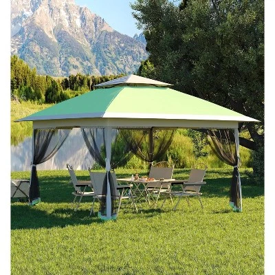 13x13 FT Gazebo Outdoor Canopy Tent, Outdoor Patio Gazebo, With Mosquito Netting, 4 Sandbags & Wheeled Bag, For Backyard 9 13x13 FT Gazebo Outdoor Canopy Tent, Outdoor Patio Gazebo, With Mosquito Netting, 4 Sandbags & Wheeled Bag, For Backyard - Image 9