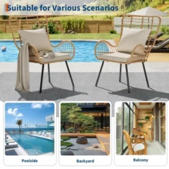 Set Of 2 All-Weather Wicker Patio Chairs, Outdoor Rattan Dining Chairs With Thick Cushions & High Backrest For Porch, Balcony, Garden, Brown -The Range Shop GUEST a8e156bb fa51 41cd 8450 909944beaf96