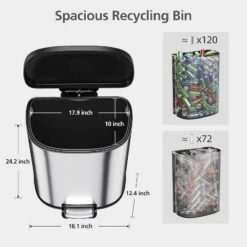 Hands-Free Trash Can, 13 Gallons Stainless Steel Garbage Can With Foot Pedal And Inner Bucket, Semi-Circular Heavy Duty Kitchen Trash Bin, Silver -The Range Shop GUEST a9059523 3f50 458b 8759 5b0b880f527a