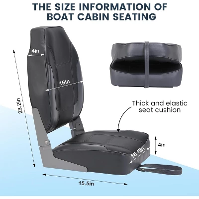 2-Pack Folding Boat Seats Low Back – Weather-Resistant Captain Chairs With Thick Padding For Fishing & Cruising 1 2-Pack Folding Boat Seats Low Back – Weather-Resistant Captain Chairs With Thick Padding For Fishing & Cruising