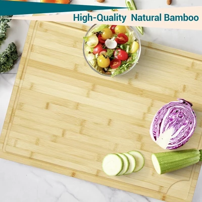 Bamboo Cutting Board 24x18x0.8 Inch Square Bamboo Chopping Board Durable Eco-Friendly Natural 4 Bamboo Cutting Board 24x18x0.8 Inch Square Bamboo Chopping Board Durable Eco-Friendly Natural - Image 4