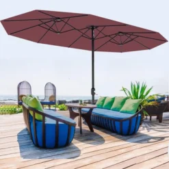 13 Ft Extra Large Double-Sided Patio Umbrella, Outdoor Umbrella With Water-Resistant Polyester Canopy, Crank Handle And 12 Strong Steel Ribs -The Range Shop GUEST a9b61716 3207 4e6c 805c 8bd5b5237b97
