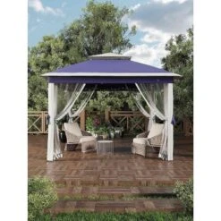 11x11 FT Heavy-Duty Outdoor Gazebo Pavilion - Double Roof W/ Mosquito Netting, All-Weather Metal Frame For Patio, Garden & Deck -The Range Shop GUEST a9ec6371 2e53 4746 a200 5fa00f7e5a51