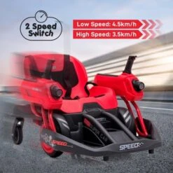 360°Rotation Electric Ride-on, 2.4G Remote Control, Blue Laser Shooting Sound, Bilateral Steering Control Handle, 12V 7AH Rechargeable Battery