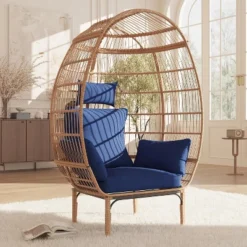 Wicker Egg Chair, Indoor Outdoor Lounger For Patio, 500 Lbs Capacity, All-Weather Rattan Wicker Egg Chair Outdoor, For Patio, Backyard -The Range Shop GUEST ab9e617c 087b 4131 a704 d7880605cfb0