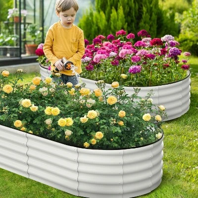 Galvanized Raised Garden Bed For Gardening, Round Metal Planter Box For Planting Plants Vegetables And Flower 7 Galvanized Raised Garden Bed For Gardening, Round Metal Planter Box For Planting Plants Vegetables And Flower - Image 7