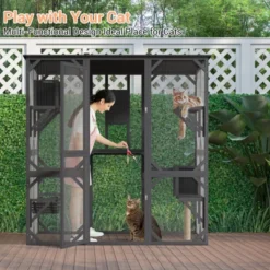 70'' Large Walk-in Catio Outdoor Cat Enclosure With Window, 4 Jumping Platforms & 2 Resting Box -The Range Shop GUEST ad7de241 9951 4621 a08a c537dec0ed26