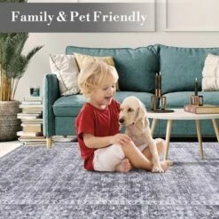 Washable Vintage Floral Living Room Rugs, Distressed Print Non Slip Bedroom Carpet, Retro Accent Dining Room Kitchen Rugs -The Range Shop GUEST ad8f23e4 6339 469c b9cd 9ea951d9bc58