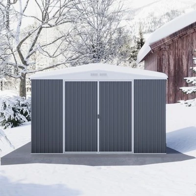 Outdoor Storage Shed,Metal Tool Shed With Lockable Doors ,Weatherproof Shed For Patio, Garden & Lawn, Large Utility Shed For Tools 2 Outdoor Storage Shed,Metal Tool Shed With Lockable Doors ,Weatherproof Shed For Patio, Garden & Lawn, Large Utility Shed For Tools - Image 2