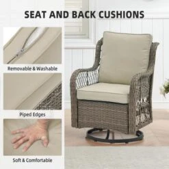 3 Piece Outdoor Patio Set - Wicker Rocking Bistro Set With 2 Swivel Chairs, Tempered Glass Top Table, Rattan Outdoor Furniture, For Porch Backyard -The Range Shop GUEST af0c16d3 9ec5 4bed 83c3 b8278c6d2490