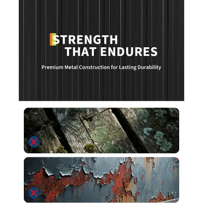 Weatherproof Garden Tool Shed,Outdoor Storage Shed With Shelf, Lockable Doors & Open Shelves For Lawn Equipment, Patio Furniture, 8×10 FT 5 Weatherproof Garden Tool Shed,Outdoor Storage Shed With Shelf, Lockable Doors & Open Shelves For Lawn Equipment, Patio Furniture, 8×10 FT - Image 5