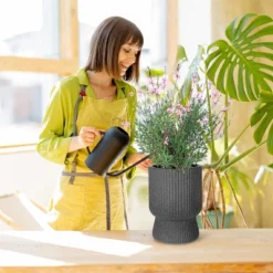 14.2" Tall Planters Set Of 2, Self Watering Pots With Built-in Drainage And A Water Level Monitor -The Range Shop GUEST b05a025b c82e 412a 8f0e c8ced076e382