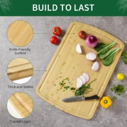 Extra Large Bamboo Cutting Board For Kitchen, Stove Top Cover Wood Butcher Block With Juice Groove For Meat Turkey Carving Charcuteries, 0.8" Th -The Range Shop GUEST b067c3c5 8a12 4d59 a33c e5f97d14d5b9