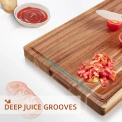 Large Acacia Wood Cutting Board, Reversible Charcuterie Board Cheese Board With Deep Groove 10 Large Acacia Wood Cutting Board, Reversible Charcuterie Board Cheese Board With Deep Groove -The Range Shop GUEST b0ff1dd3 ae14 412f 9d1b ebf56917e899