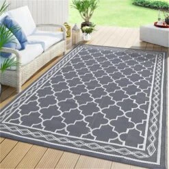5x8 FT Waterproof Outdoor Plastic Straw Rug For Patio Reversible Portable Plastic Straw Rug, For Porch, Backyard, Balcony, Grey/White 12 5x8 FT Waterproof Outdoor Plastic Straw Rug For Patio Reversible Portable Plastic Straw Rug, For Porch, Backyard, Balcony, Grey/White -The Range Shop GUEST b1c5ee95 4ede 43df 9f46 c19a0dbaff6f