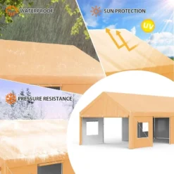 13 X 25 FT Metal Carport, With Side-Opening Door & Roll-Up Windows, All-Inclusive Metal Carport, Outdoor Portable Garage Shelters Tents, Yellow -The Range Shop GUEST b1f76cd3 123d 4876 9c94 be7de5e8f67b