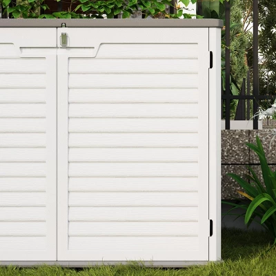 Outdoor Storage Cabinet,Waterproof Outdoor Shed With Floor,Resin Weather Resistant Tools Storage House Shed For Garden Backyard, Easy Assembly,White 6 Outdoor Storage Cabinet,Waterproof Outdoor Shed With Floor,Resin Weather Resistant Tools Storage House Shed For Garden Backyard, Easy Assembly,White - Image 6