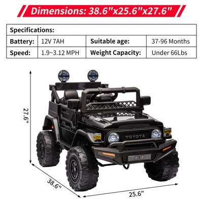 12V Ride On Truck Car For Kids, Kids Car W/2.4G Remote Control, Led Lights, Suspension, Safety Belt, Powered Electric Vehicle For Boys And Girls 2 12V Ride On Truck Car For Kids, Kids Car W/2.4G Remote Control, Led Lights, Suspension, Safety Belt, Powered Electric Vehicle For Boys And Girls - Image 2