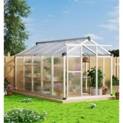 6x8 FT Greenhouses For Outdoors, Heavy Duty Aluminum Green House With Polycarbonate Roof, Sliding Door, Adjustable Vent For Garden, Backyard, Natural 11 6x8 FT Greenhouses For Outdoors, Heavy Duty Aluminum Green House With Polycarbonate Roof, Sliding Door, Adjustable Vent For Garden, Backyard, Natural -The Range Shop GUEST b3da5626 bacb 49e7 bd46 6708006a1c4a