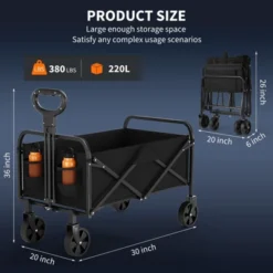 Collapsible Wagon Cart, 380 Lbs Capacity Heavy Duty Foldable Portable Camping Cart With All Terrain Wheels, Utility Beach Wagon For RV Grocery, Black -The Range Shop GUEST b42cda1c 2a55 46f5 87d0 e0b18c1a33e7