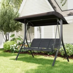 3-Seat Outdoor Porch Swing Chair, Patio Hanging Swing With Adjustable Canopy And Armrests -The Range Shop GUEST b431d7a7 e3ce 46e8 b95b cad80b040b04