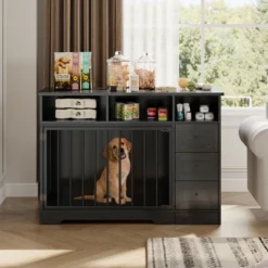 48'' High Quality Wood Dog Crate Furniture With Bowl & Storage Drawers For Small Medium, Black 15 48'' High Quality Wood Dog Crate Furniture With Bowl & Storage Drawers For Small Medium, Black -The Range Shop GUEST b4945c66 1759 4d7d b04f d4dceb982919