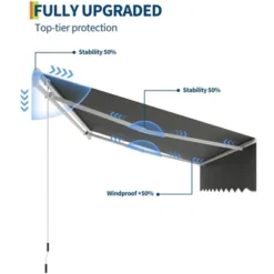 Manual Retractable Awning - Waterproof Sun Shade Patio Awning, Aluminum Frame, 280g Polyester Fabric, Adjustable Roll Out Awning For House Deck Porch -The Range Shop GUEST b4e2066d cf00 4c9d b3db 0eb307ce7123