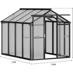 6x8x6.5 FT Greenhouses For Outdoors, Aluminum Green House With Polycarbonate Roof, Sliding Door, Adjustable Vent For Garden, Backyard, Patio, Black 12 6x8x6.5 FT Greenhouses For Outdoors, Aluminum Green House With Polycarbonate Roof, Sliding Door, Adjustable Vent For Garden, Backyard, Patio, Black -The Range Shop GUEST b575fb9c 4935 4184 95c5 65a2b5f09160