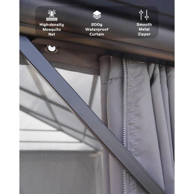 Outdoor Gazebo, Heavy Duty Hardtop Gazebo With Aluminum Frame, Double Roof Canopy, Curtains And Netting, Pergolas For Patios, Garden, Lawns 1 Outdoor Gazebo, Heavy Duty Hardtop Gazebo With Aluminum Frame, Double Roof Canopy, Curtains And Netting, Pergolas For Patios, Garden, Lawns