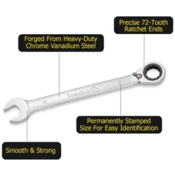Reversible Ratcheting Wrench Set With Roll Pouch - Combination Metric Sizes For Professional Mechanics