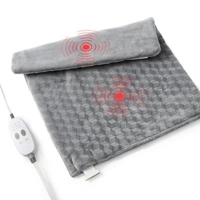 Weighted Heating Pad With 2 Massagers, 6lb Electric Heating Pad For Back, Neck & Shoulders, 3 Heat Levels, 9 Vibration Modes, 20"x24" Grey 5 Weighted Heating Pad With 2 Massagers, 6lb Electric Heating Pad For Back, Neck & Shoulders, 3 Heat Levels, 9 Vibration Modes, 20"x24" Grey - Image 5