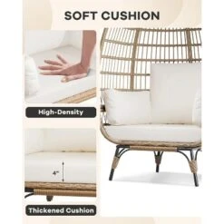 Modern DLEC03 Wicker Egg Chair - 350LBs Steel Frame & Plush Cushion, PE Rattan For Balcony/Patio/Living Room, Outdoor Lounge Chair -The Range Shop GUEST b7f32da1 2a3f 464f b2ac 1b4739f52e40