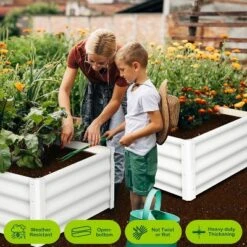 2-Pack Thick Galvanized Raised Bed - Home Use With Safety Edge & Gloves - Rust-Proof Large Open Base Planter For Veggies/Flowers, Beige -The Range Shop GUEST b7f4ffd1 e1a5 44fd 9482 62ee4ffdaacb