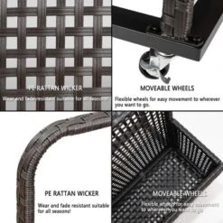 Outdoor PE Rattan Poolside Float Storage Box With Rolling Wheels, Durable Patio & Beach Organizer For Floaties, Gray -The Range Shop GUEST b8b3bca3 4f02 4d97 b1fe 6fc605a3c468