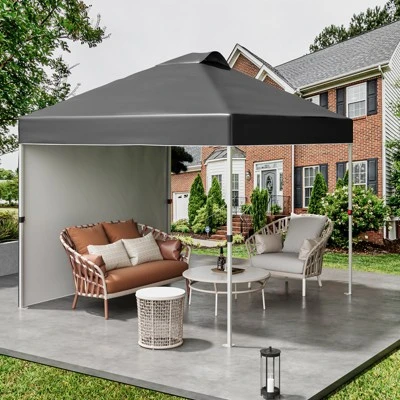 10x10 Ft Pop Up Canopy Tent W/Sidewall, Instant Portable Shelter W/Vented Roof Wheeled Carry Bag, Outdoor Sun Shade For Beach, Camping, Patio 2 10x10 Ft Pop Up Canopy Tent W/Sidewall, Instant Portable Shelter W/Vented Roof Wheeled Carry Bag, Outdoor Sun Shade For Beach, Camping, Patio - Image 2