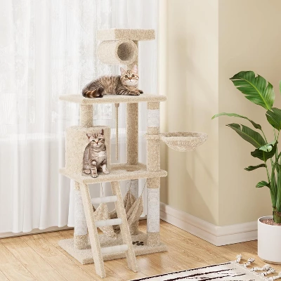 Cat Tree, Tall Cat Tower Condo For Indoor Large Cats, Cat House Furniture With Padded Plush Perch Sisal Scratching Posts 6 Cat Tree, Tall Cat Tower Condo For Indoor Large Cats, Cat House Furniture With Padded Plush Perch Sisal Scratching Posts - Image 6