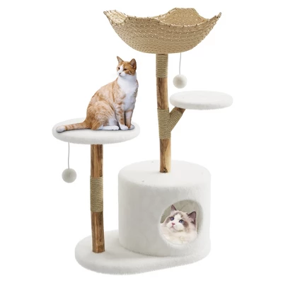 Modern Wood Cat Tree Tower For Large Cats, Luxury Pear Wood Condo, Platforms, Scratching Posts, All-Season Mats, 43" Cat Furniture 8 Modern Wood Cat Tree Tower For Large Cats, Luxury Pear Wood Condo, Platforms, Scratching Posts, All-Season Mats, 43" Cat Furniture - Image 8