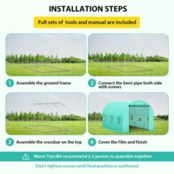 Walk-in Greenhouse For Outdoor Plants With 8 Mesh Vents, Weatherproof PE Cover & Roll-Up Zipper Door - Ideal For Vegetables, Flowers And Gardening