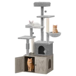 Cat Tree With Litter Box Enclosure - Hidden Cat Washroom, Indoor Kitten House With Scratching Posts, Multi Platform And Condo, Cat Tower, Hammock -The Range Shop GUEST ba4886ab 09ce 45fa a1b4 ab2ddc176265