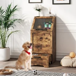 Top Opening Dog Feeding Station, Wooden Dog Food Storage Cabinet With 2 Elevated Dog Bowls, 3 Hooks, Hidden Design, Large Pet Food Storage 16 Top Opening Dog Feeding Station, Wooden Dog Food Storage Cabinet With 2 Elevated Dog Bowls, 3 Hooks, Hidden Design, Large Pet Food Storage -The Range Shop GUEST bab6aec9 3d19 4e64 9b86 b66b16b6cceb