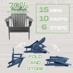 Folding Adirondack Chair - Oversized HDPE, Weather Resistant, Outdoor Fire Pit Chair, Suitable For Patio, Porch, Deck, Garden -The Range Shop GUEST bb1c8f69 2fe7 4f5b a5ba b66edfa8996a