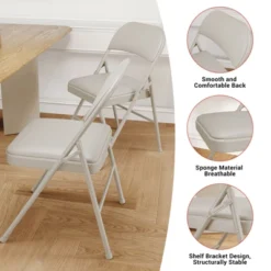 Folding Chairs With Padded Cushions, Portable Leather Upholstered Chair, Hold Up To 350 LBS, For Home, Office, Indoor & Outdoor Events -The Range Shop GUEST bb2ece73 8d90 4e0d 8f6d 1cea30637b39