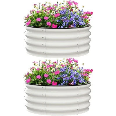 Galvanized Raised Garden Bed For Gardening, Round Metal Planter Box For Planting Plants Vegetables And Flower 9 Galvanized Raised Garden Bed For Gardening, Round Metal Planter Box For Planting Plants Vegetables And Flower - Image 9