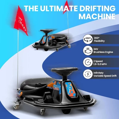 24V Ride On Car Electric Drifting Go Kart For Kids 3-8Years - High/Low Speed Switch And Simplified Drifting System 1 24V Ride On Car Electric Drifting Go Kart For Kids 3-8Years - High/Low Speed Switch And Simplified Drifting System