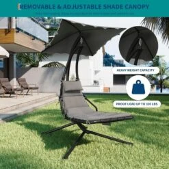 Hanging Chaise Lounge Swing Chair With Canopy, Curved Steel Hammock Lounger For Indoor And Outdoor Use, Patio, Pool, Garden -The Range Shop GUEST be85cd79 b1e7 4f67 9522 19e0c61ad51f