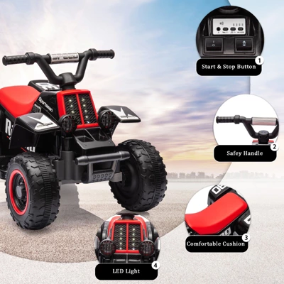 12V Kids ATV Electric Ride On Car, Battery Powered Ride On Toy For Toddlers, Electric Vehicles W/Led Light Musi, High Low Speed For Boys Girls 3-10 2 12V Kids ATV Electric Ride On Car, Battery Powered Ride On Toy For Toddlers, Electric Vehicles W/Led Light Musi, High Low Speed For Boys Girls 3-10 - Image 2
